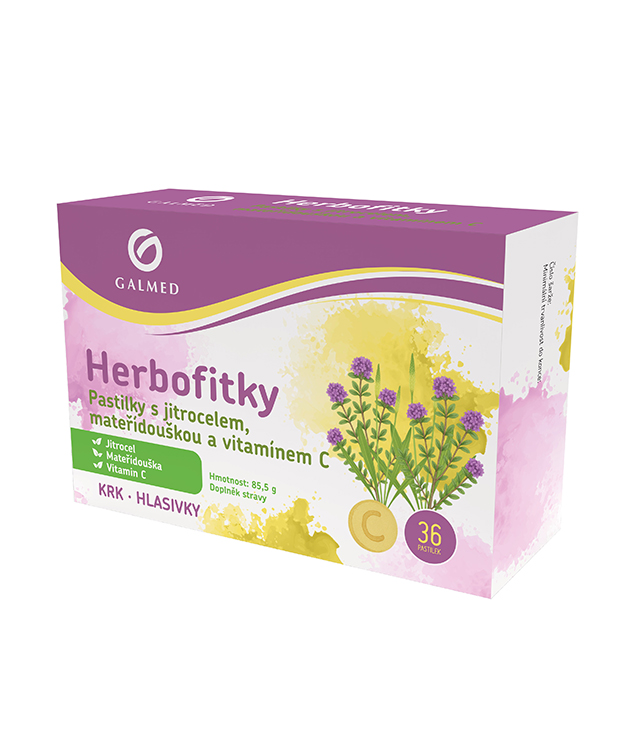 Herbofitky s jitrocelem a mateřídouškou a vit.C Galmed 36ks